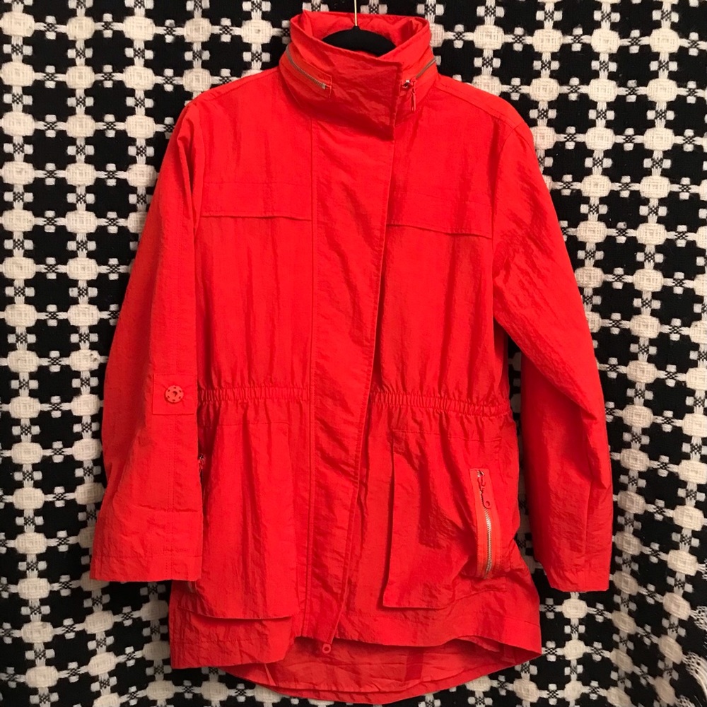 Anorak, the original most versatile cold weather jacket. M. Red Orange. Ex. Cond